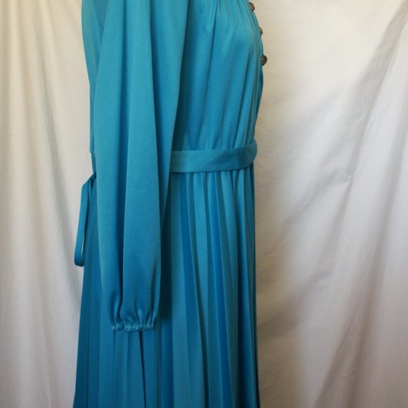 Sunshine Alley Blue Turquoise Pleated Skirt Dress Vintage - Picture 11 of 12
